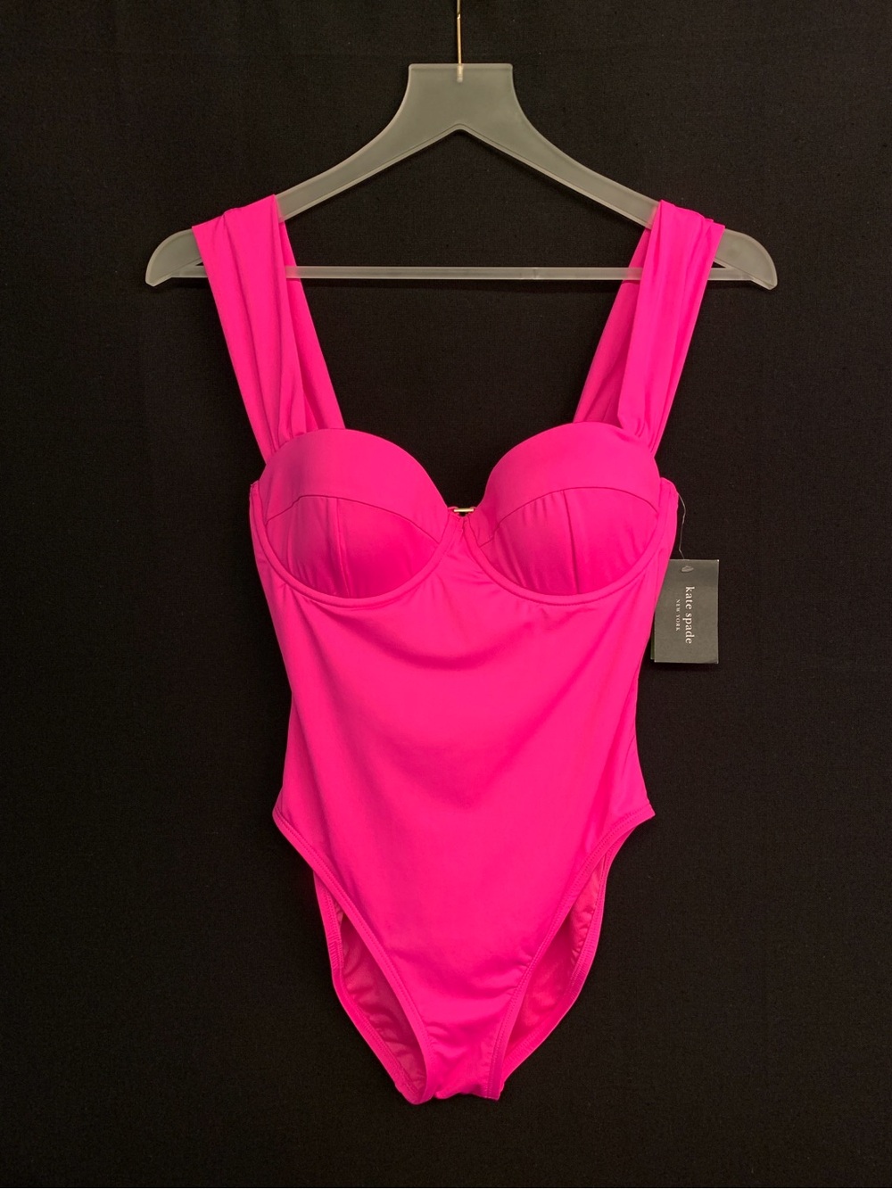 KATE SPADE Shirred Strap Sweetheart Underwire Cup One Piece Swimsuit SMALL NWT